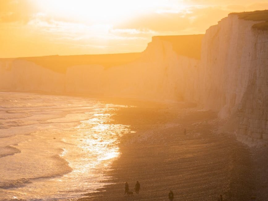 view of the cliffs on the coast in eastbourne england uk